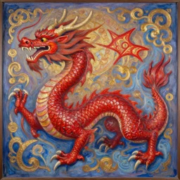 classic red dragon in the style of claude monet, beautiful intricate masterpiece, hyper detailed, hd