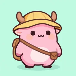 A cute vector art of a cute pink Kobold as a world explorer, digital art, Trending on ArtStation