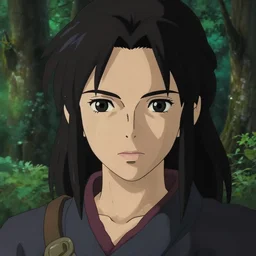 a film still portrait of a warrior woman, finely detailed features, closeup at the face, sharp focus, perfect art, at lush forest background, cinematic lighting, intricate, anime!! gapmoe grimdark, artstation, trending on pixiv fanbox, painted by greg rutkowski makoto shinkai takashi takeuchi studio ghibli, akihiko yoshida, 8 k
