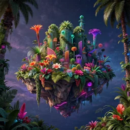 landscape by peter zumthor, cosmic architecture island junglepunk fantasy flowers san andreas neon noir, archdaily, wallpaper, highly detailed, trending on artstation.