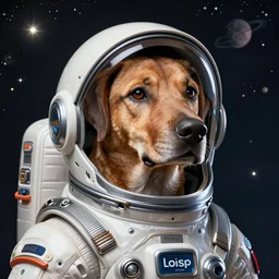 very detailed portrait of a majestic dog, dressed in a spacesuit, sci - fi, futuristic, details, intricate, octane render, redshift, smooth, illustration, fairy lighting, stars and planets in the background, hyperrealistic, by dmitry prozorov, loish, and wlop, trending on artstation, hyperdetailed, hyperrealism