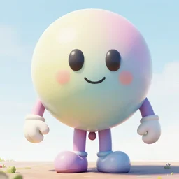 giant, 3 d, pastel, blowup balloon character by'eva cremers'and'lesley barnes'