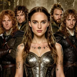 young natalie portman, legendary warrior, heroic, lord of the rings, tattoos, decorative ornaments, battle armor, by carl spitzweg, ismail inceoglu, vdragan bibin, hans thoma, greg rutkowski, alexandros pyromallis, perfect face, well toned, sharply detailed, illustration, centered, rule of thirds, photorealistic shading