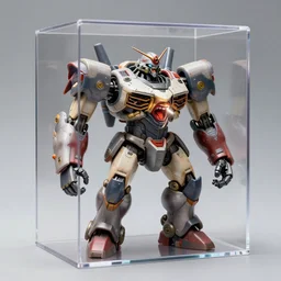 a perfect destitute portrait photograph of a distorted, contorted humanoid mecha monarch ludicrously squeezed into a perspex cube. their gaping mouth is blasting colored rays of pure energy in a fractal glass sphere. expressive robes of shattered porcelain, and a crown of myriad corrugated tubes engulfing their head.