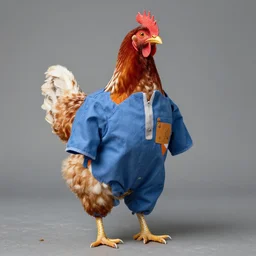 chicken wearing inmate suit