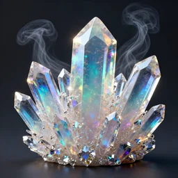 translucent colorful crystals on a dark background, raytraced, colorful, opals, octane render, beautiful hdr 8 k, realistic, specular, detailed, intricate, glistening, colorful, iridescent smoke, light dispersion effect, diamonds, modern render, dark background wallpaper