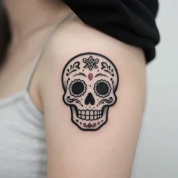 a small vector tattoo design. celtic sugar skull.