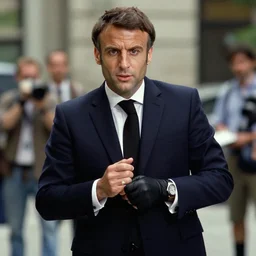 Emmanuel Macron doing a hold up in American Psycho (1999)