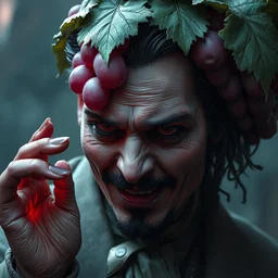 grape face johnny depp, hyper detailed, digital art, artstation, cinematic lighting, studio quality, smooth render, by peter mohrbacher, hajime sorayama, wayne barlowe, boris vallejo, aaron horkey, gaston bussiere, craig mullins