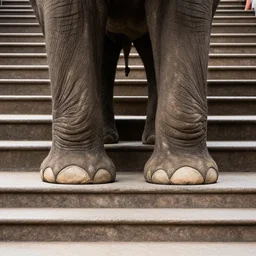 optical illusion, stairs, elephant feet