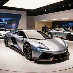 a car showroom in dubai in 2 1 0 0, futuristic cars, car expo, racequeens, photorealistic