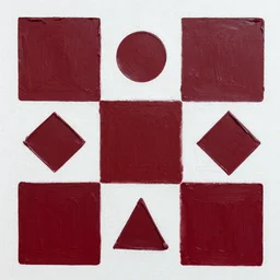 squares triangles and circles painted in incredibly deep impasto paint thick heavy casting shadows