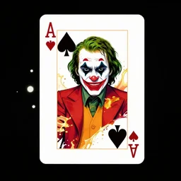 joker playing card with joker splash art graphic design color splash high contrasting art, fantasy, highly detailed, art by greg rutkowski