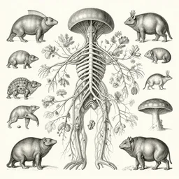 elaborate natural illustrations by ernst haeckel of the biological world, nervous systems, animal kingdom