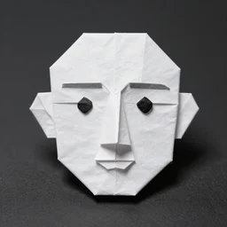 human face in origami, macro photo 1 0 5 mm