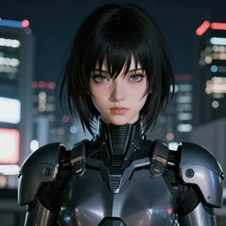 portrait Anime Girl in mecha armor in night tokyo Sharp fine face pretty face, realistic shaded Perfect face, fine details. Anime. cyberpunk realistic shaded lighting by katsuhiro otomo ghost-in-the-shell, magali villeneuve, artgerm, rutkowski Jeremy Lipkin and Giuseppe Dangelico Pino and Michael Garmash and Rob Rey