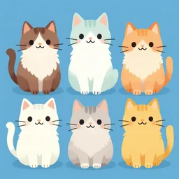 5 cute cats different colors, trending on artstation