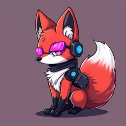 a cute cyberpunk anthropomorphic fox with a fluffy tail, comic art, trending on furaffinity, cartoon, kawaii, backlighting, furry art!!!, cel shading, concept art, lineless