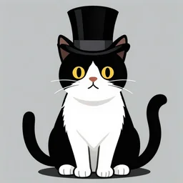 a black and white cat wearing a top hat, vector art by hanns katz, deviantart contest winner, purism, contest winner, concept art, flat shading