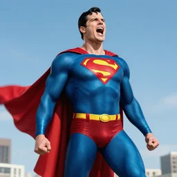 Superman yelliing