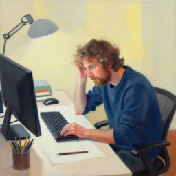 trapped at a desk job, painting by dave dorman and daniel docciu