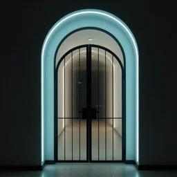 neon arched hallway gate
