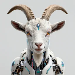 portrait of a cute goat as a cyborg. intricate abstract. intricate artwork. by tooth wu, wlop, beeple, dan mumford. octane render, trending on artstation, greg rutkowski very coherent symmetrical artwork. cinematic, hyper realism, high detail, octane render, 8 k, iridescent accents