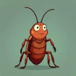anthropomorphous cockroach character, 2d, cartoon style, by Tim Burton