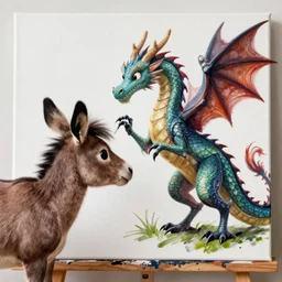 a dragon is painting on an esel canvas, by Pixar, 8k