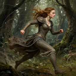 young emanuelle beart, lost her heart, lord of the rings, running alone in the forest, dynamic shot, fame of thrones, fibonacci, sweat drops, intricate fashion clothing, insane, intricate, highly detailed, surrealistic, digital painting, artstation, concept art, smooth, sharp focus, illustration, unreal engine 5, 8 k, art by artgerm and greg rutkowski and alphonse mucha