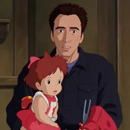 a film still of nick cage starring in live action adaptation of hayao miyazaki's ponyo ( 2 0 2 1 )