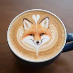 fox coffee foam art