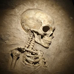 alien skeleton with elongated head found in fossil excavation