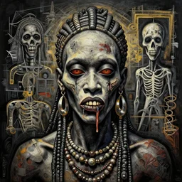 extremely highly detailed scary African voodoo paintings by Jean-Michel Basquiat 4k insanely detailed and intricate, super detailed