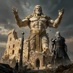the colossus of rhodes, titan of braavos, game of thrones, volumetric lighting, fantasy artwork, very beautiful scenery, very realistic painting effect, hd, hdr, cinematic 4 k wallpaper, 8 k, ultra detailed, high resolution, artstation
