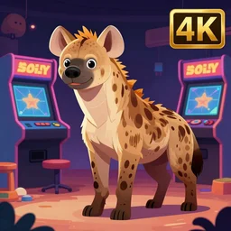 professional digital art of a hyena in the style of an 8 0's arcade, hd, 4 k, 8 k
