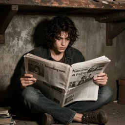insomniac reading newspaper in the basement