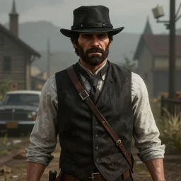 Film still of Bruce Wayne, from Red Dead Redemption 2 (2018 video game)