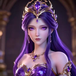 wonderful princess of amethyst with fair skin, ornate 8 k gorgeous intricate detailed, accent lighting, dramatic light, octane render