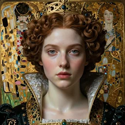 beautiful young medieval queen face centered portrait by zdzisław beksinski, james jean, jean delville, iris van herpen, gustav klimt, raymond swanland and alphonse mucha, hyperdetailed realistic smooth polished porcelain, art nouveau, ornate gothic icon with heavy patina, ultrasharp hyperdetailed photorealistic octane render