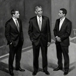 barack hussein obama, art by joan hankewoods and alan gutierrez and wayne reynolds, trending on artstation, atmospheric isometric view illustrator, impressionism, sabattier effect, black and white, caravaggisti