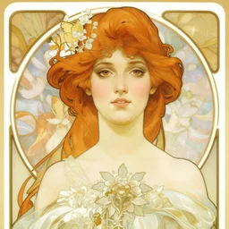 a tender portrait of elisha cuthbert by alphonse mucha