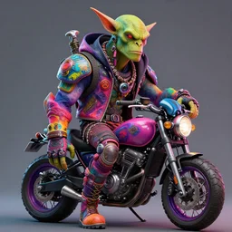 a portrait of a scifi post apocalyptic orc biker character design, psychedelic vibrant colors, futuristic punk rock fashion, by michael whelan art, sharp focus, realistic, highly detailed, 8 k