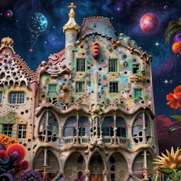 abandoned by antoni gaudi, infrared uranus sea retro junglepunk galactic azeroth, archdaily, wallpaper, highly detailed, trending on artstation.