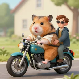 a cute hamster riding a motorcycle, Edward Hopper and James Gilleard, Zdzislaw Beksinski, Mark Ryden, Wolfgang Lettl highly detailed