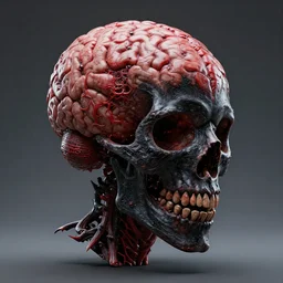 hyper realistic brain skull monster, art by greg rutkowski, intricate, ultra detailed, photorealistic, black and red colors, trending on artstation, octane render, 4 k, 8 k