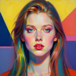 colorful vaporwave art deco portrait, an ultrafine detailed painting by rafal olbinski, thomas cole, behance contest winner, pop surrealism, detailed painting, very detailed, minimalist, skeuomorphic, airbrush art