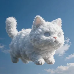 a big fluffy cloud shaped like a cat in a blue sky trending on art station, dynamic lighting, stark contrasts, detailed and intricate environment