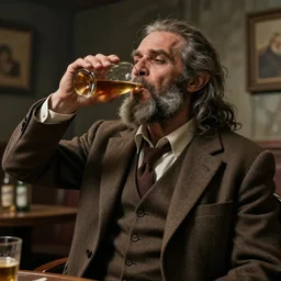 cavemen in suites chugging alcohol in real life, intricate, highly detailed, detailed, hyper realistic, 4 k, 8 k uhd, realistic, great detail