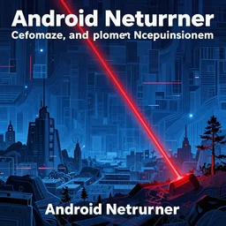 A red laser beam in cyberspace, dreamlike digital illustration, Android Netrunner, intricate blue background